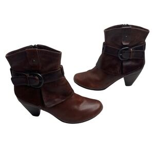 Born Crown Anika Women's Size 9 Brown Leather Ankle‎ Boots Buckle Strap Side